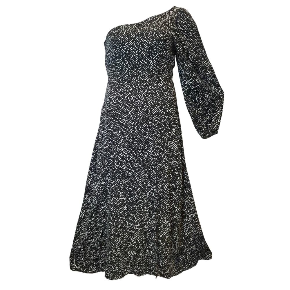 Free People Blake One Shoulder Speckled Polka Dot Maxi Dress Size 6